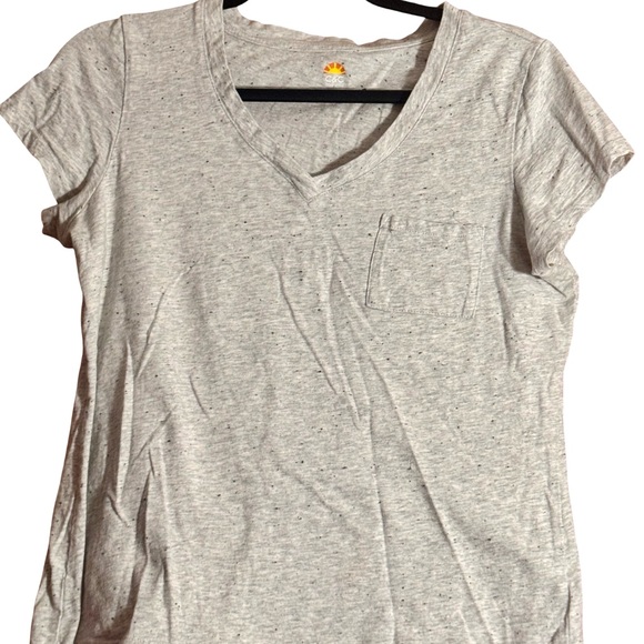 C&C California Tops - C&C California Light Gray Speckled V-Neck Tee